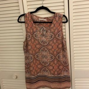 Navy, White & Orange V neck sleeveless Tunic